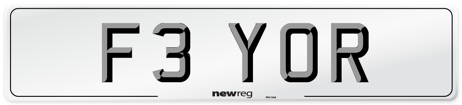 F3 YOR Number Plate from New Reg